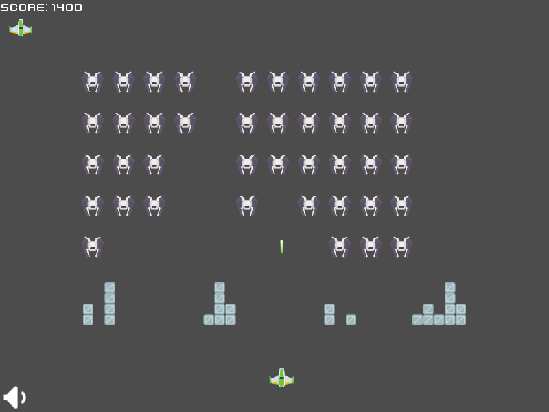 A screenshot of my Godot game Invdrs